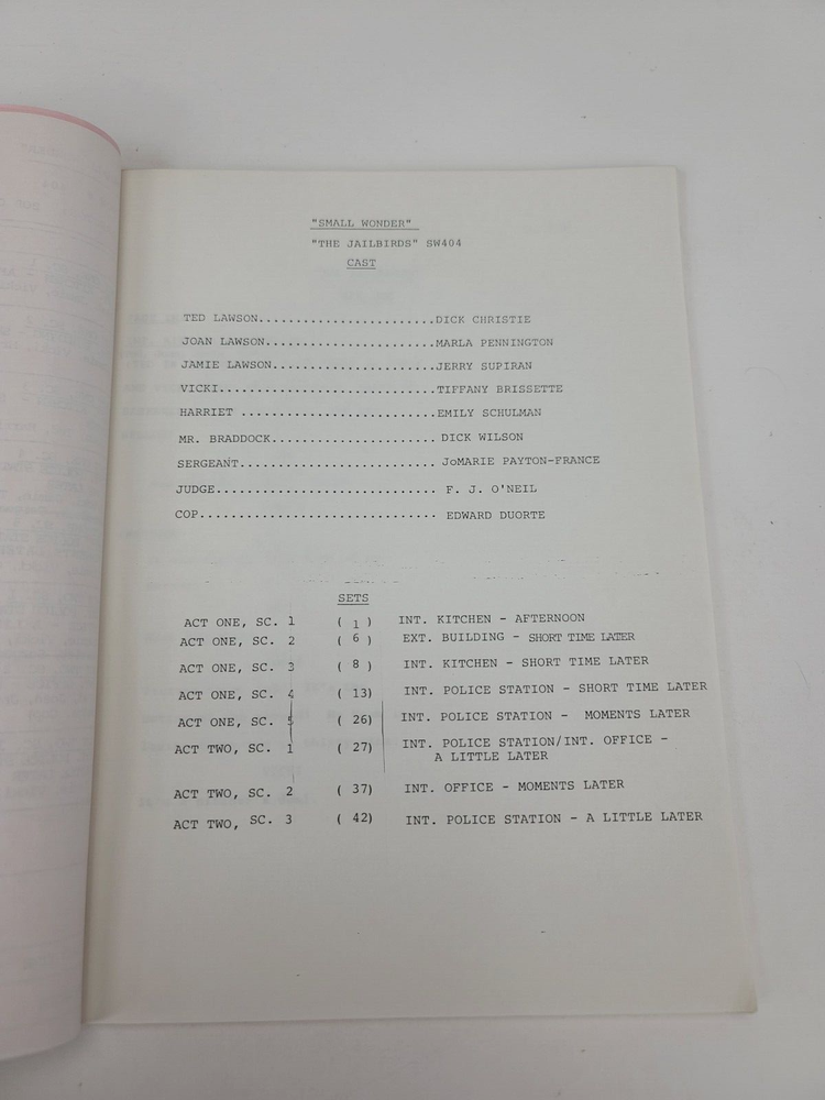 SMALL WONDER / Richard Marcus 1987 Script, Vicki the Robot "The Jailbirds"