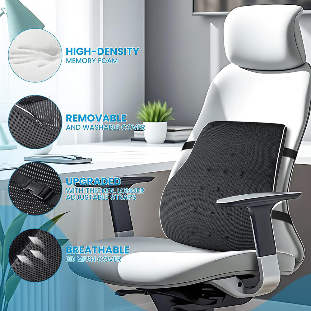 Memory Foam Lumbar Support Cushion for Home Office Car Seat Back Chair Pillow US