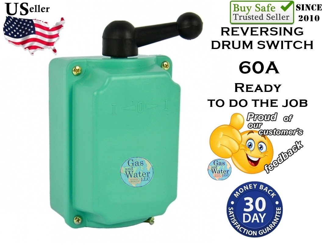 Drum Switch Forward Off Reverse Motor Control RainProof 60A Machinery Control