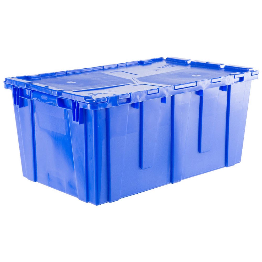 ORBIS FP243 Blue Attached Lid Container,Blue,Solid,HDPE 8UJT2