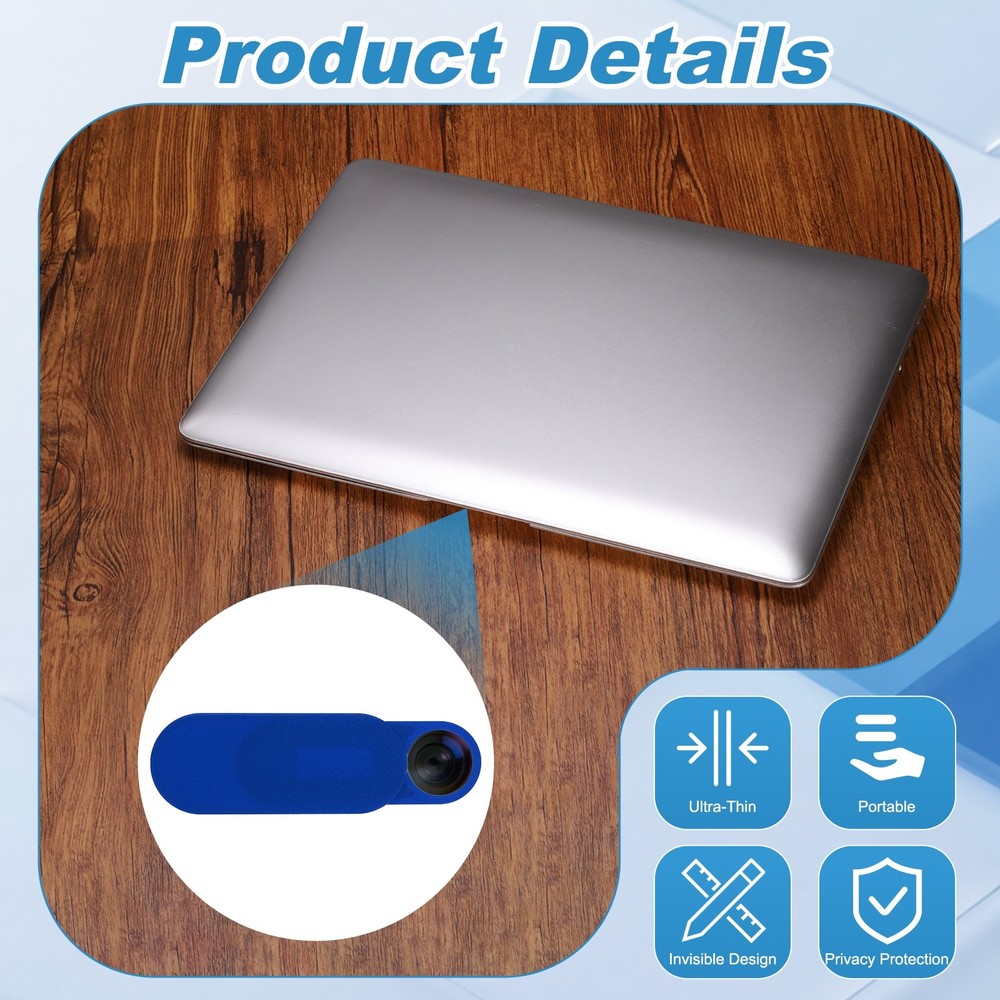 12Pcs 1.1" x 0.39" Computer Camera Cover Slide Thin Camera Blocker, Blue