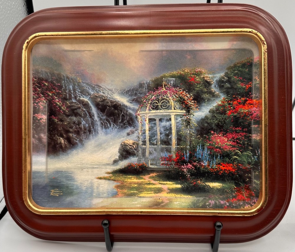 Thomas Kinkade Bradford Exchange Framed Ceramic Tray Set 1998 Pair