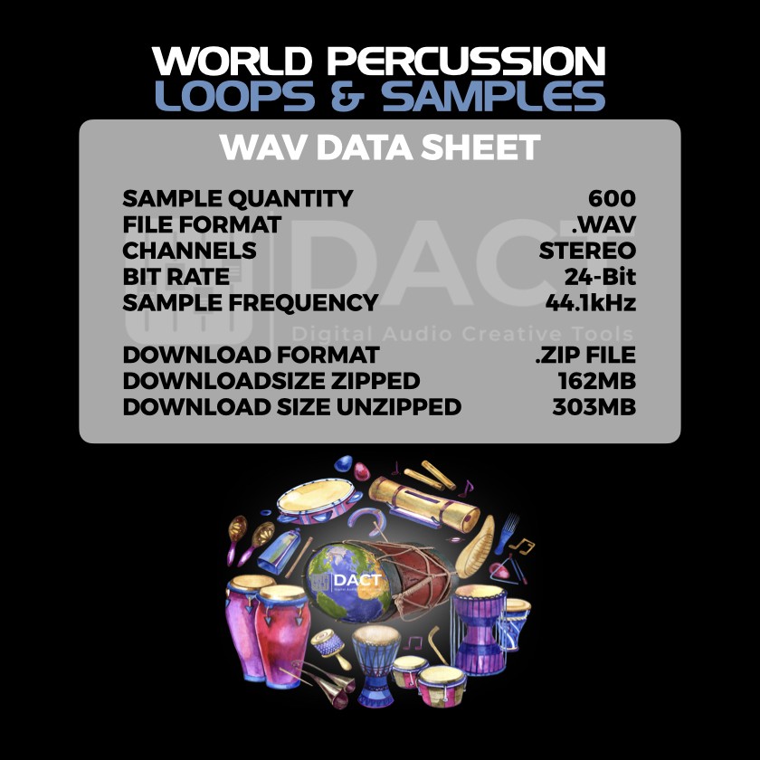 World Percussion Loops & Samples Library (600 Samples) - Instant Access