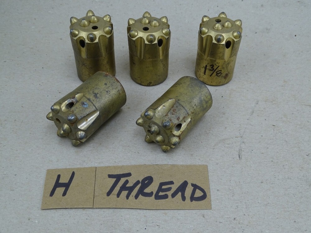 (5) Vulcan H Thread Button Carbide Drill Bits 1-3/8" ,