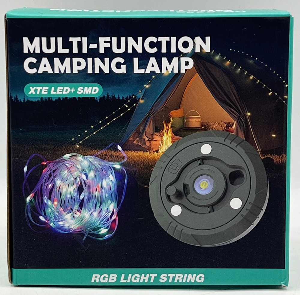 Multi-Function Camping Lamp, Warm Light, RGB Light String, XTE LED SMD