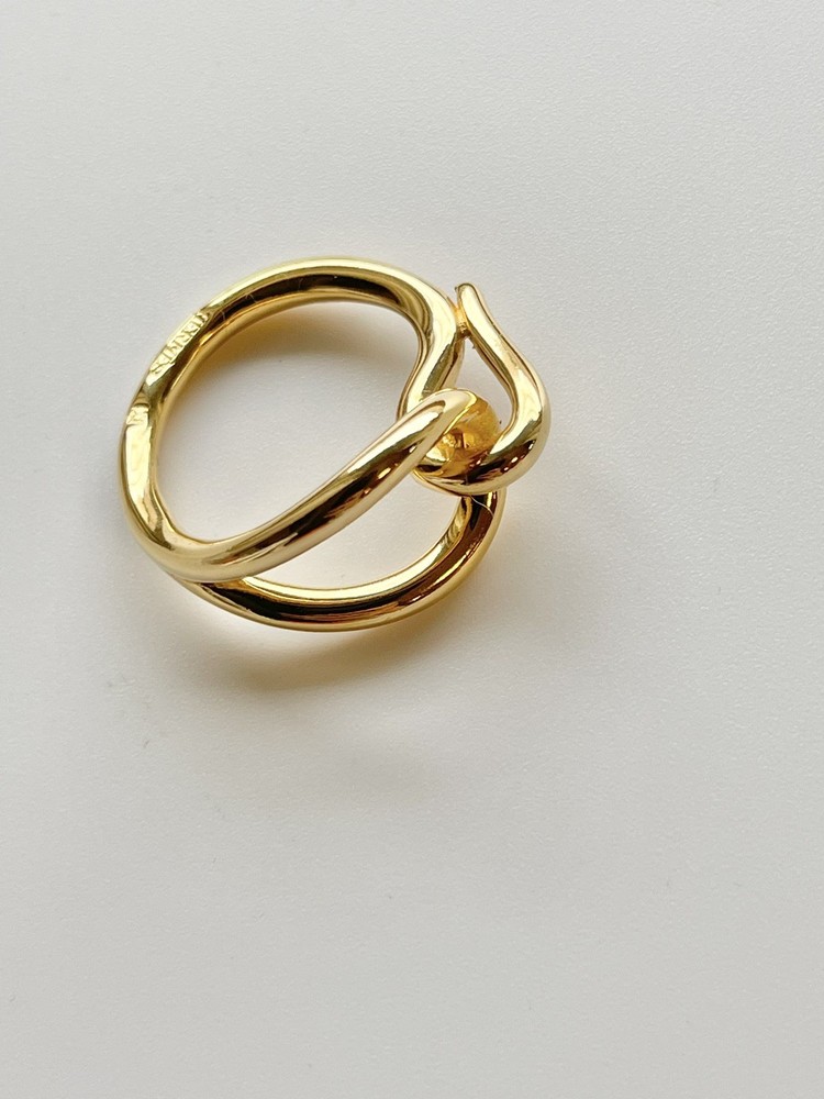 Authentic】HERMES Jumbo Scarf Ring - Gold Finish - Iconic Hook Design