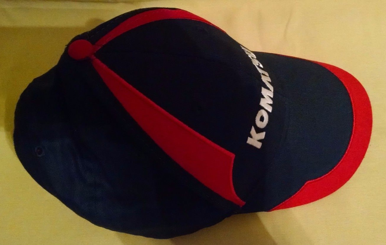 Komatsu Hat Baseball Ball Cap Blue Red White Adjustable Metal Buckle Cotton VGC