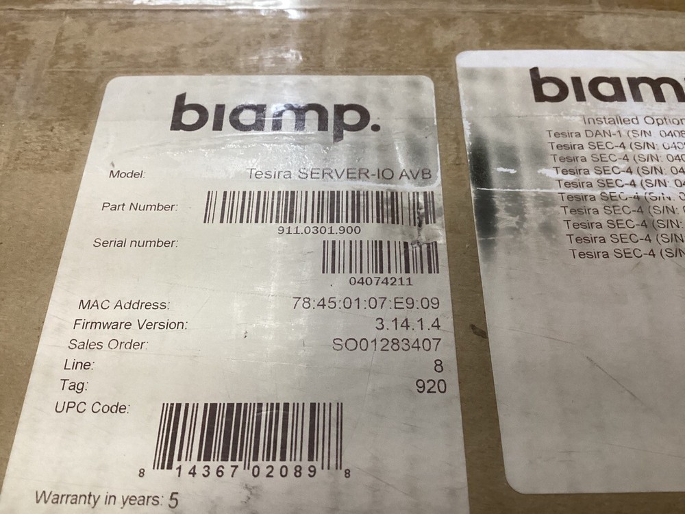 Biamp Tesira Server-IO AVB - Loaded (Configuration in description) (A-3)