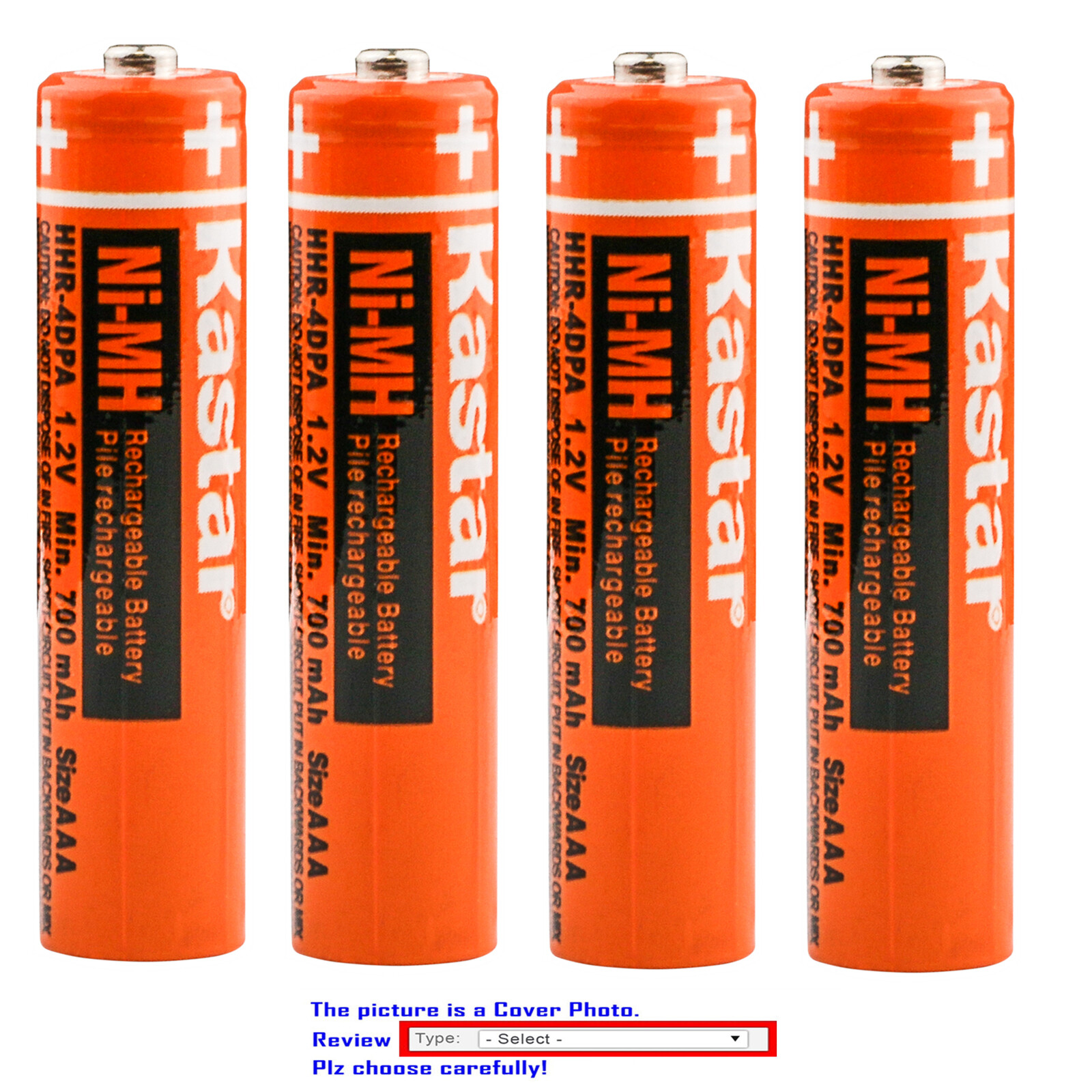 Kastar Ni-MH HR03 AAA rechargeable Battery for Panasonic 1.2V 400mAh BK40AAABU