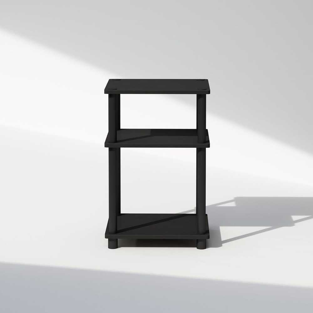 Compact 3-Tier Nightstand - Americano/Black, Lightweight & Functional Design