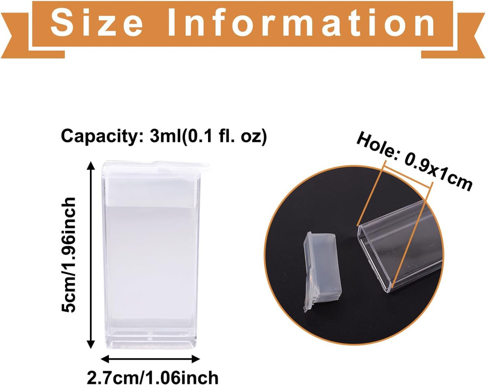 100 Pcs Plastic Flip Top Seed Bead Small Storage Containers 2x1 Rectangle Clear
