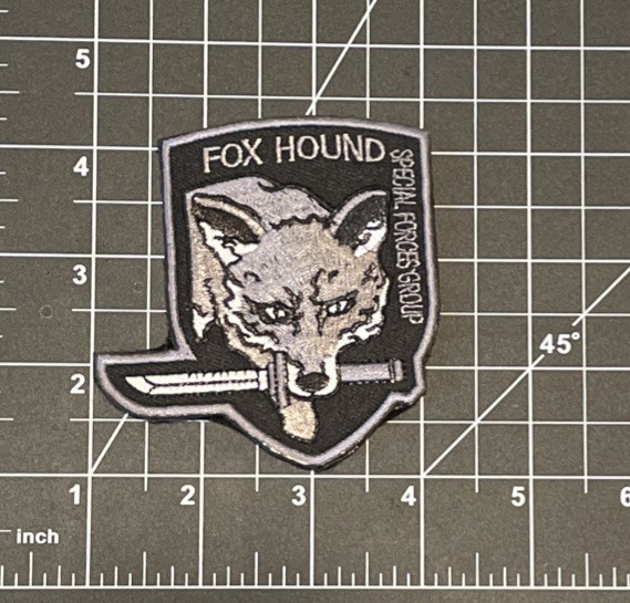 FOX HOUND Special Force Metal Gear Solid Tactical Patch Hook Large MGS Gray