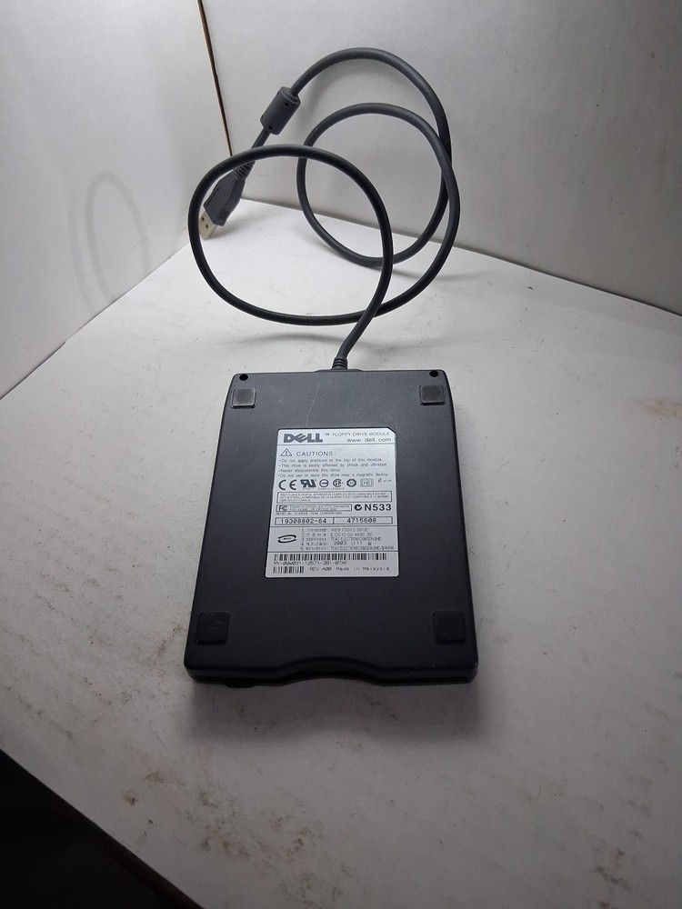 1.44 MB USB External Dell Floppy Disk Drive Module Black Excellent
