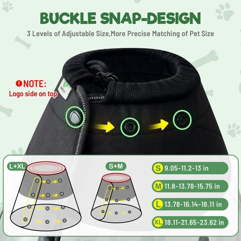 Dog Cone 3 Levels Size Adjustable Pet Recovery Lightweight Cone Collar Anti Lick