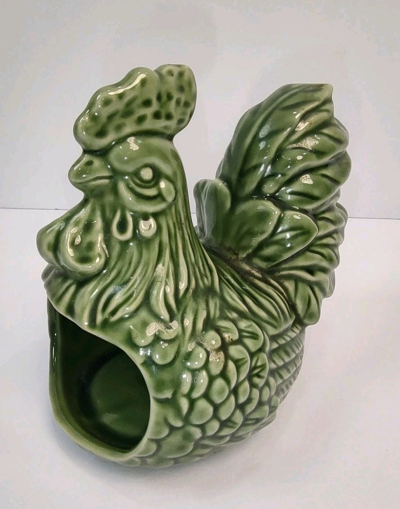 Hand-Painted Cracker Barrel Chicken Scrubby Holder Rooster Farm Earthenware EUC