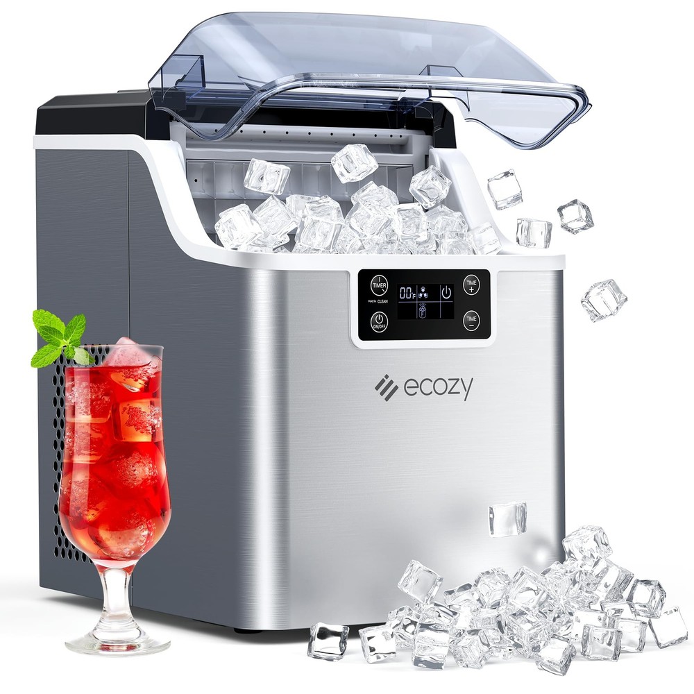 ecozy Ice Cube Maker Countertop, 45 lbs Per Day Ice Machine, 24 Cubes Ready