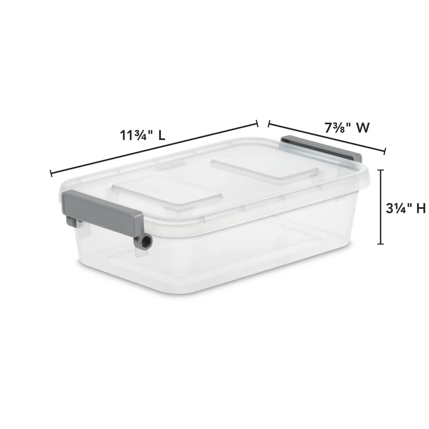 Sterilite 2.7 Qt. Modular Latch Box Plastic with Clear Base and Lid, Titanium