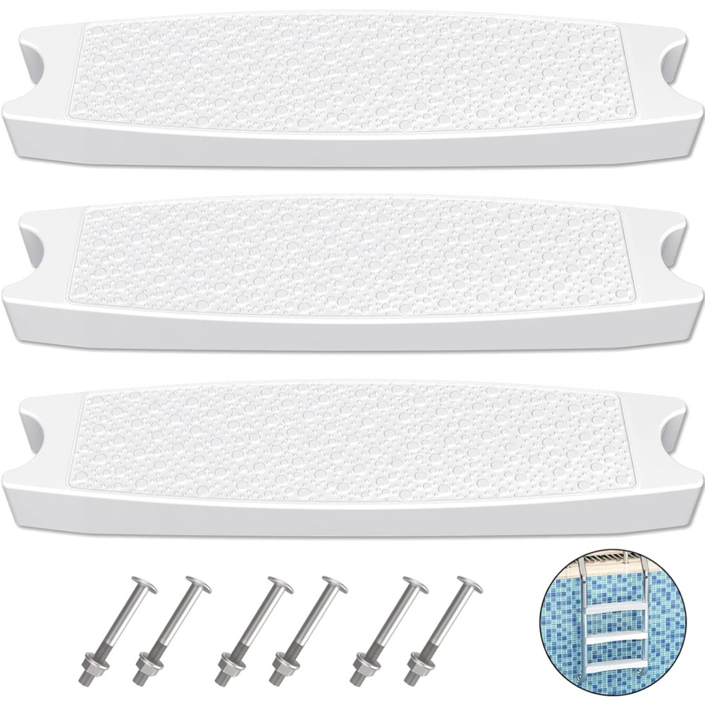 Pool Ladder Steps Replacement, 3-Pack 18" Universal Heavy-Duty Molded Plastic...
