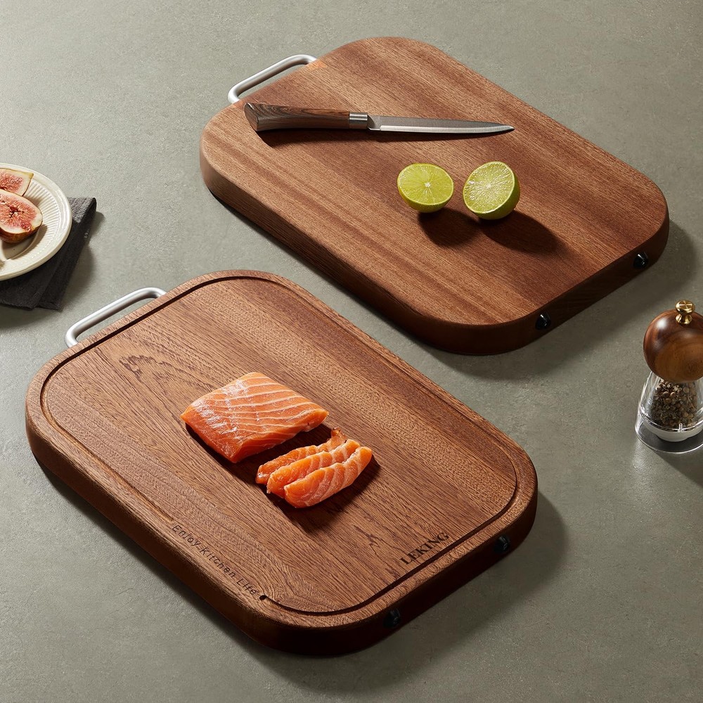 Premium Solid Ebony Wood Cutting Board for Kitchen - 14.5"x9.5"x1" Double Sid...