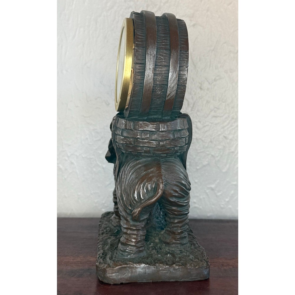 Elephant Monkey Resin Table Clock 1990s Safari Décor