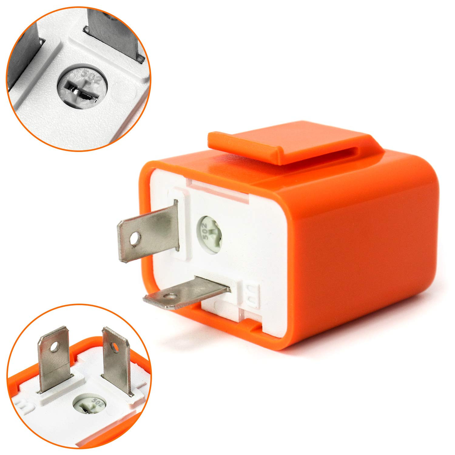 2Pcs 2-Pin Electronic Turn Signal Flasher Relay Fix Motorcycle Turn Signal Hyper