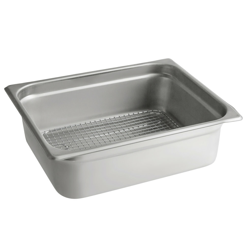 1/2 Size Anti-Jam Steam Table Pan W/Footed Cooling Rack (select depth below)