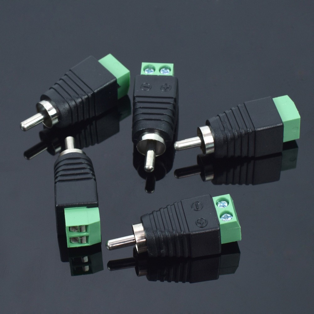 5 Pack Male RCA Socket Plug to Bare Wire 2 Pin Screw Down Terminal Adapter Jack