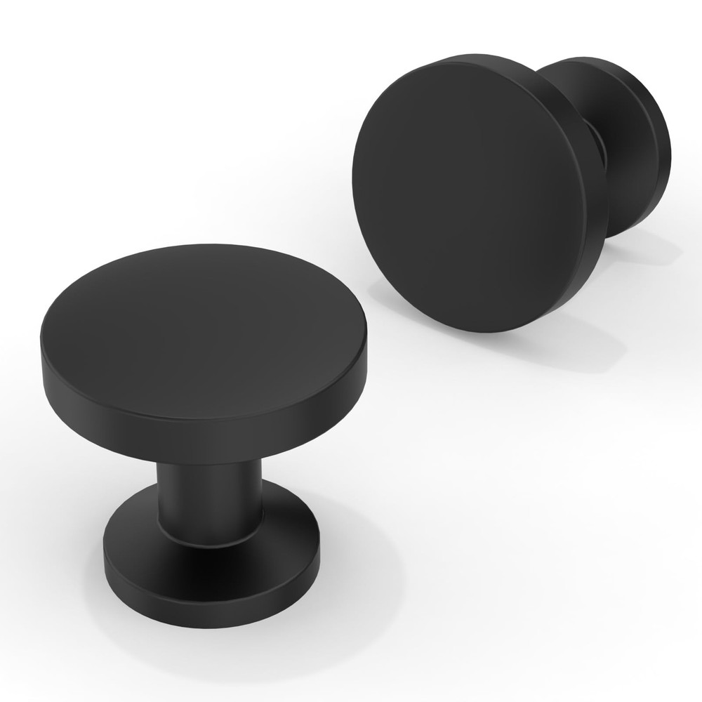 10 Pack Matte Black Cabinet Knobs 1-1/5 Inch(30mm) Single Hole Cabinet Pulls ...