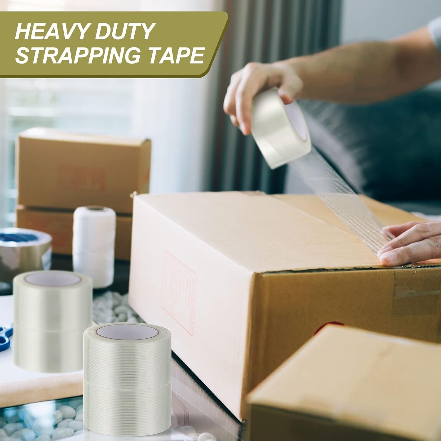 3 Rolls Filament Reinforced Strapping Fiberglass Tape 5.5 mil - 2 in. x 60 yds