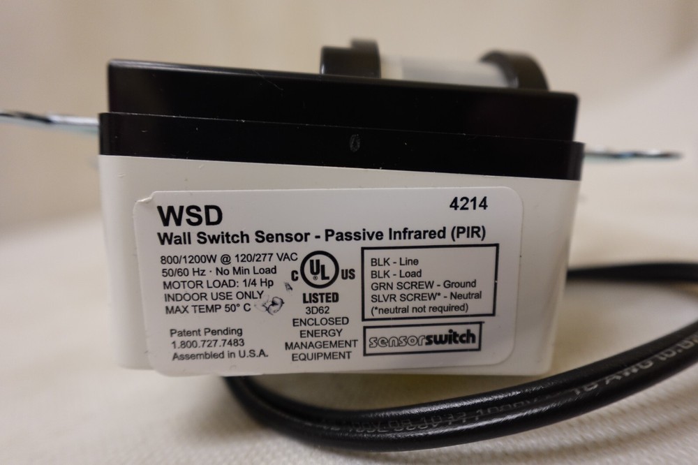 Acuity Sensor Switch - PIR Motion Detector Wall Decorator Switch WSD BK (Black)