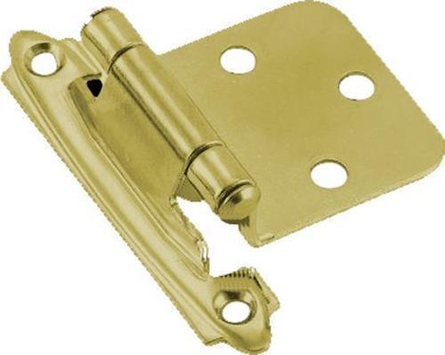 (5 Pack) Single Variable Overlay Hinge Bright Brass Self Closing with Screws