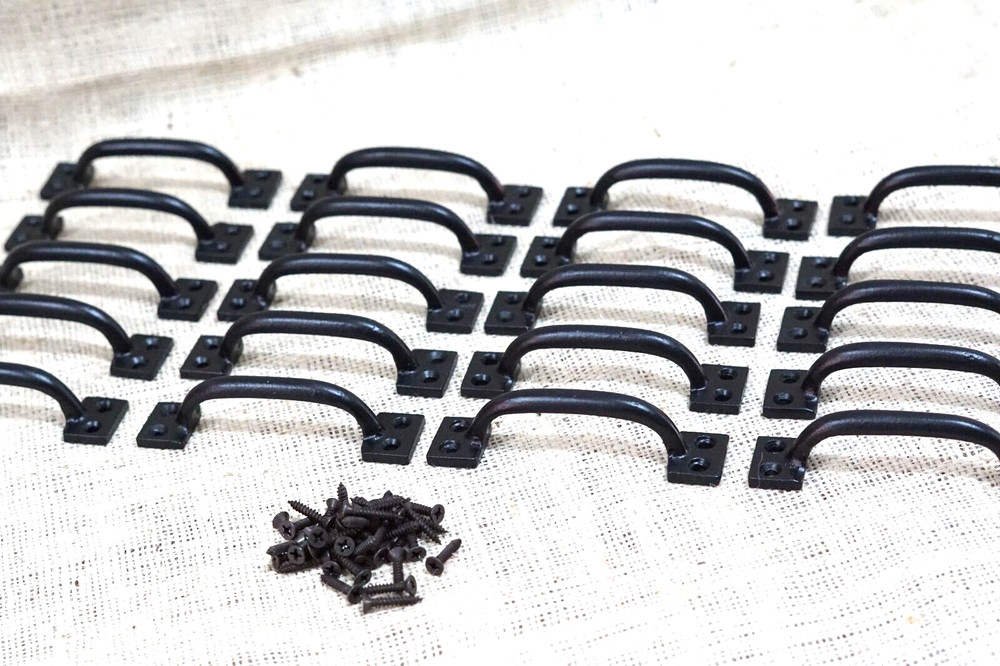 20 Cast Iron Handles Drawer Pulls Gloss Black Home Decor Kitchen Window Pull