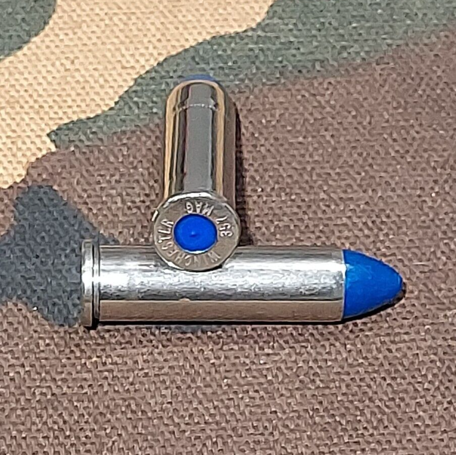 357 MAGNUM SNAP CAPS SET OF 6, NICKEL AND BLUE, REAL 125gr WEIGHT!!!