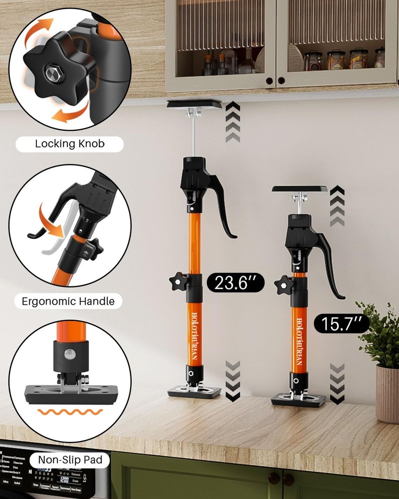 Cabinet Jack Pole, 15.8" - 23.6 inches Third Hand Tools Adjustable Pole, 3rd ...