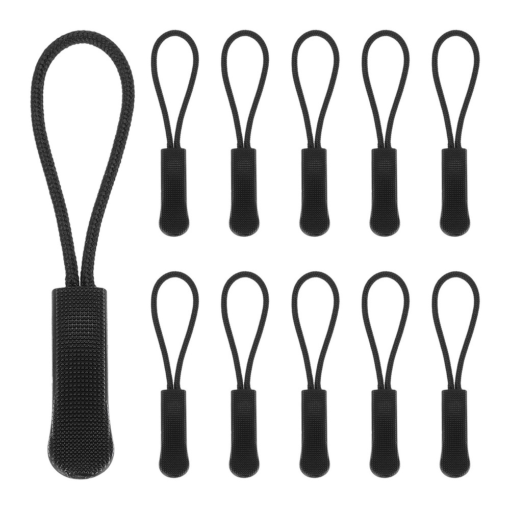 2.6" Zipper Pulls Replacement, 50 Pcs Nylon Cord Extension, Black