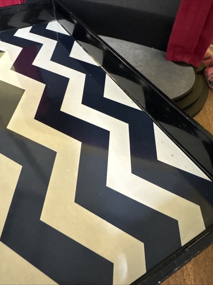 Black And White Zig Zag Stripped Decorative Serving Tray 18.5”X 14”