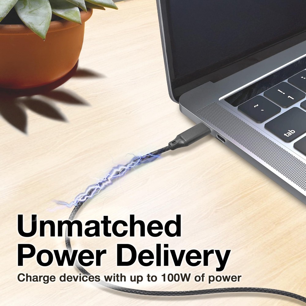 BoxWave Cable Compatible with Questyle QP2R - USB Type-C PD Cable, Jet Black