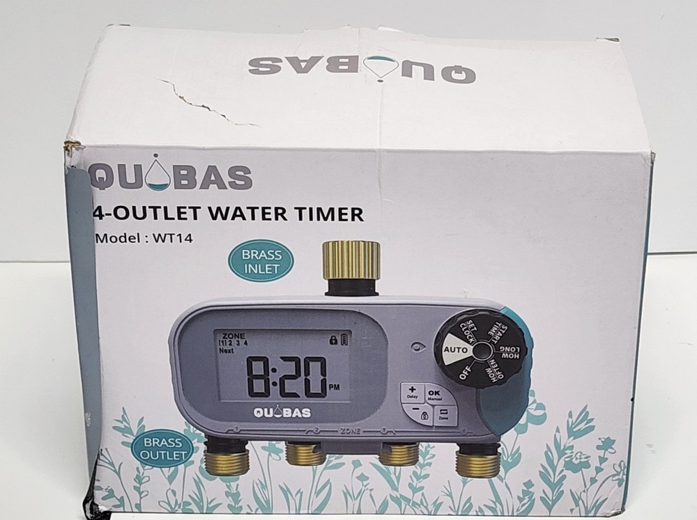 4 Zone Water Timer, Programmable Sprinkler Timer for Garden Hose with Rain Delay