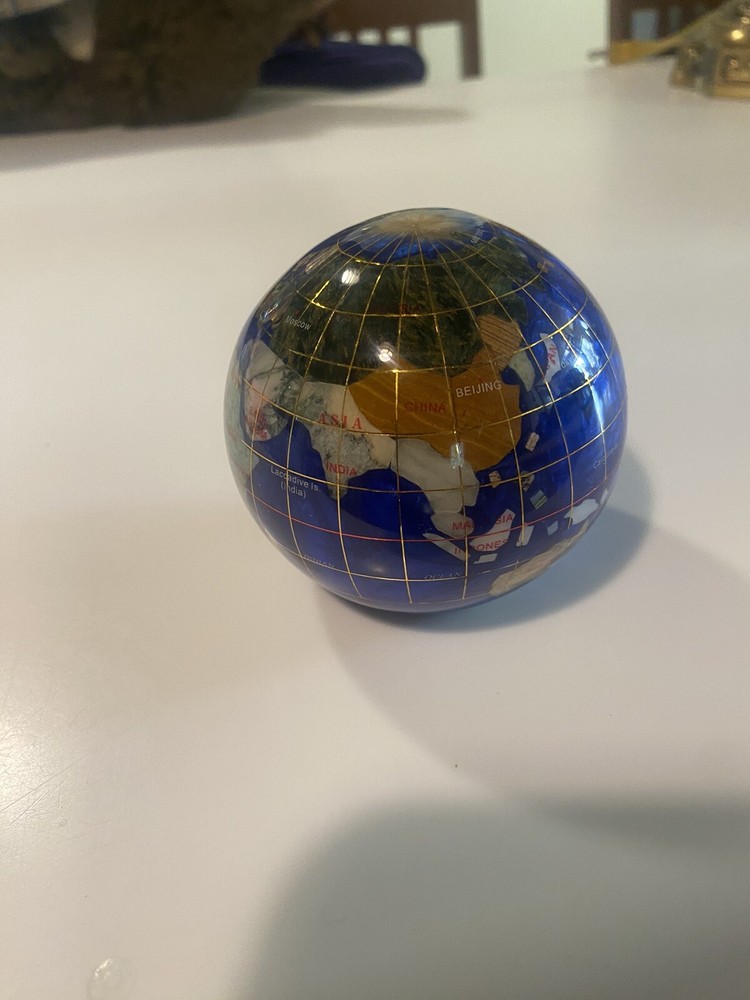 Alexander Kalifano Gemstone Globe Paper Weight Blue