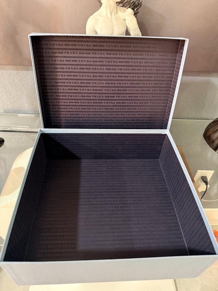 Original PRADA Light Blue Cardboard Rectangle Gift Box Solid Plain