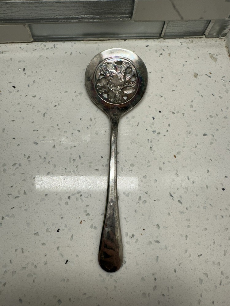 GODINGER Decorative Silver Plated Serving Spoon Acorn Pattern 8.5" VINTAGE