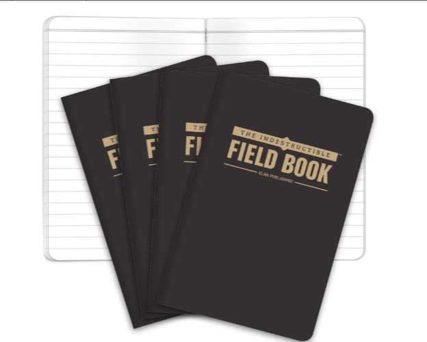 Waterproof Field Notebook 3.5x5.5 Lined Black 4 Pack Tearproof
