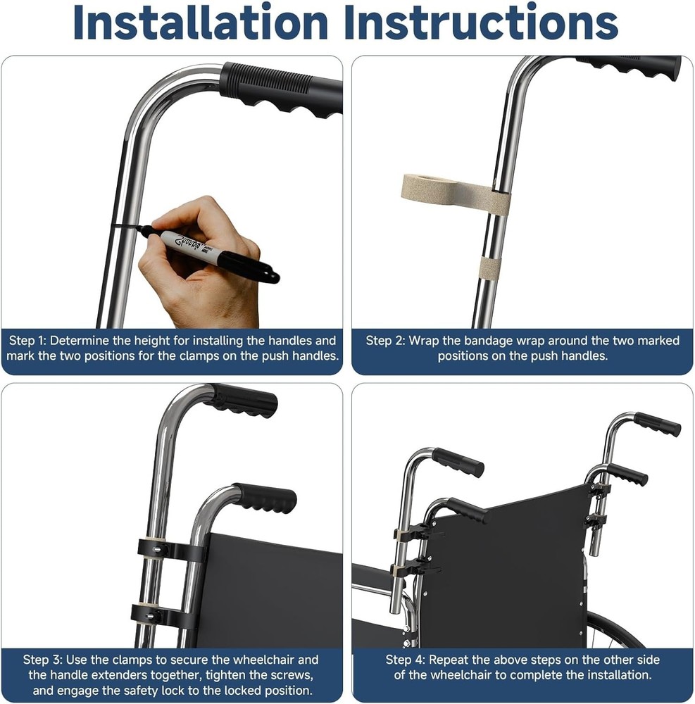 Wheelchair Handle Extenders - Stroller Extender Extension, Universal...
