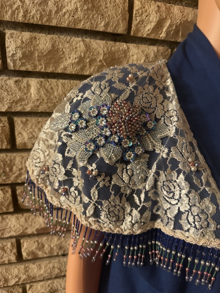 Shell Kepler Lacy Afternoon Duster L Blue Beaded Lace