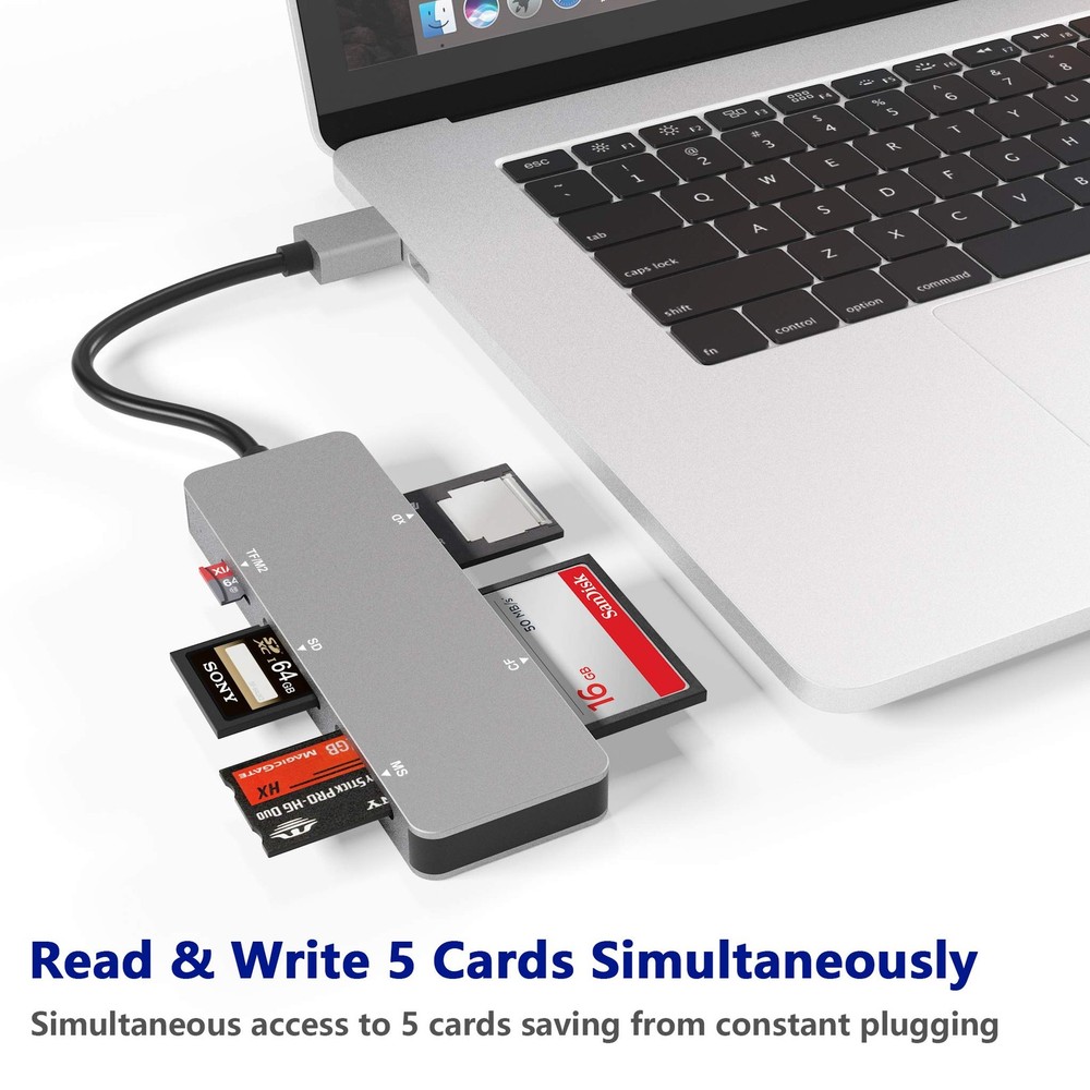 6-in-1 USB 3.0 XD Memory Card Reader TF/SD/MS/M2/XD/CF Combo Adapter