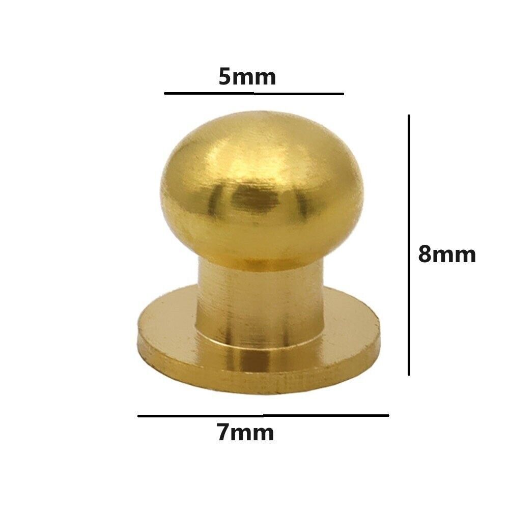 50pcs M3 Round Head Solid Brass Stud Screw Rivet Chicago Button Leather Craft