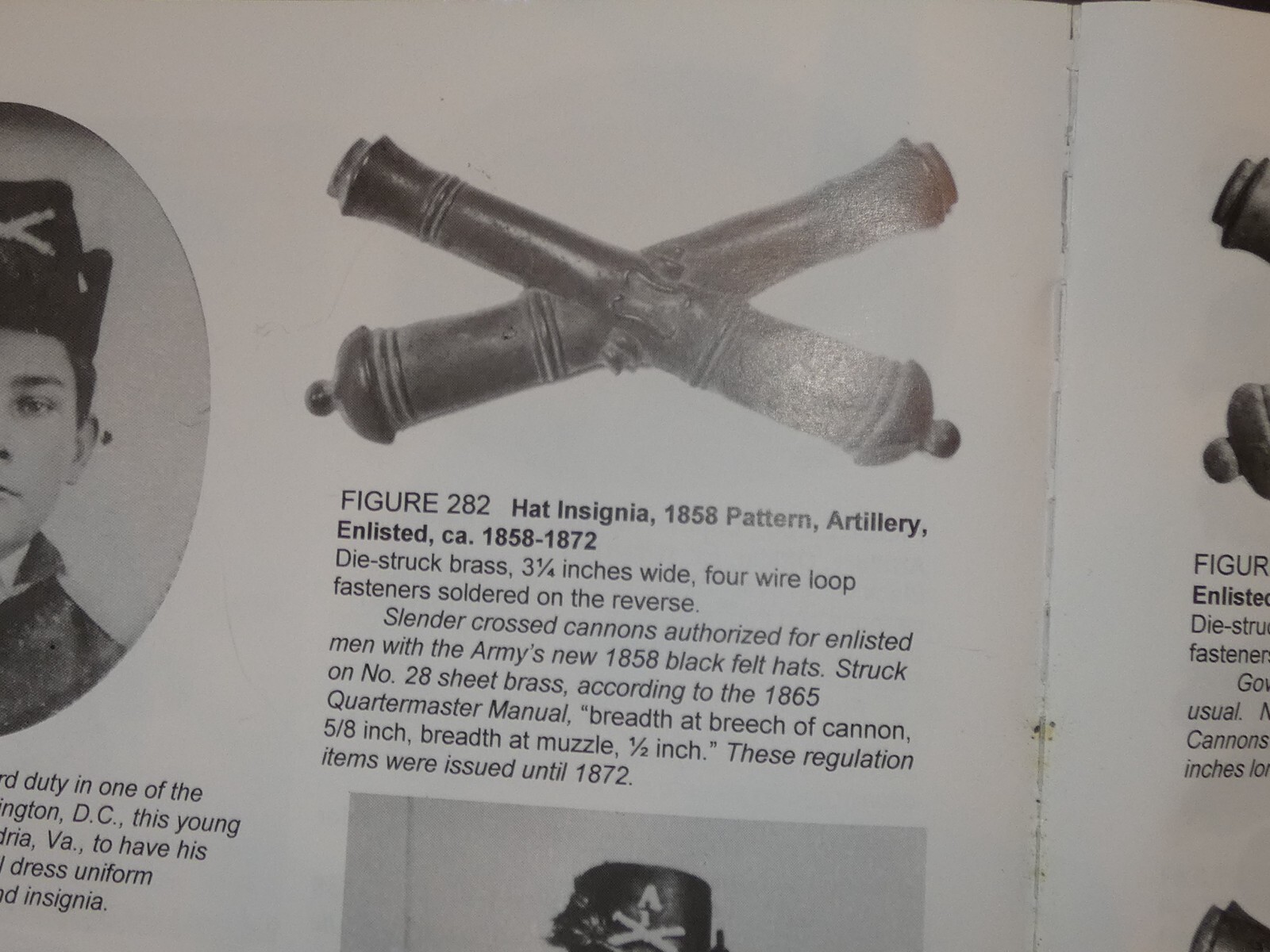 Original Civil War U.S. Pattern 1858 EM Artillery Kepi Badge