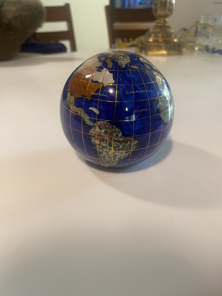 Alexander Kalifano Gemstone Globe Paper Weight Blue