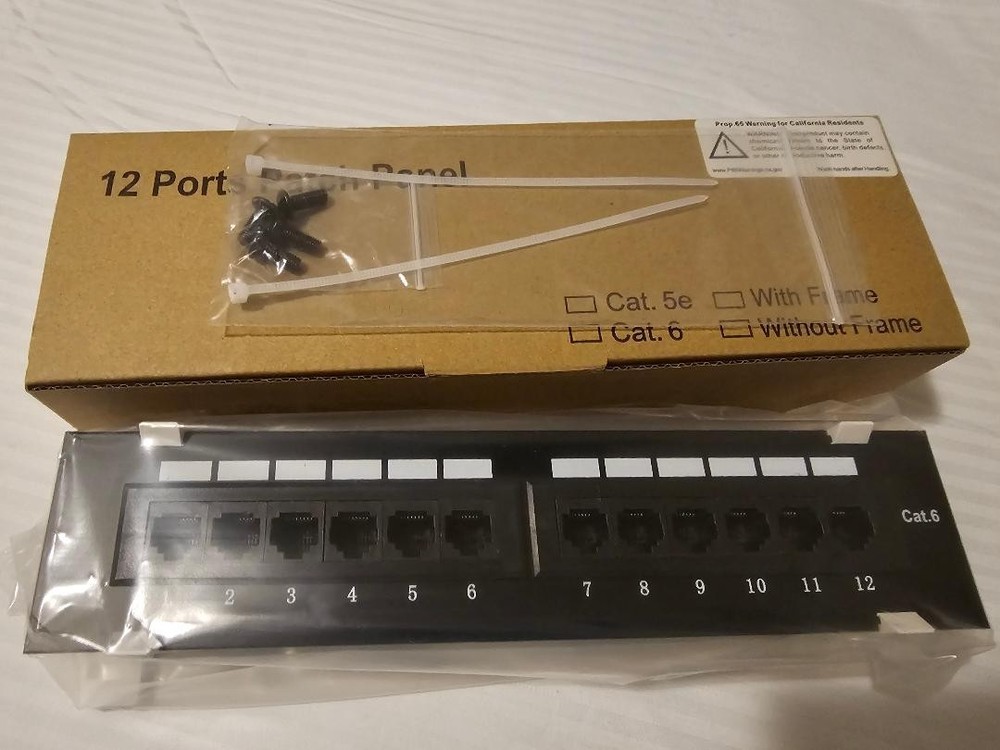 12-Port CAT6 UTP Mini Patch Panel 1U, Black