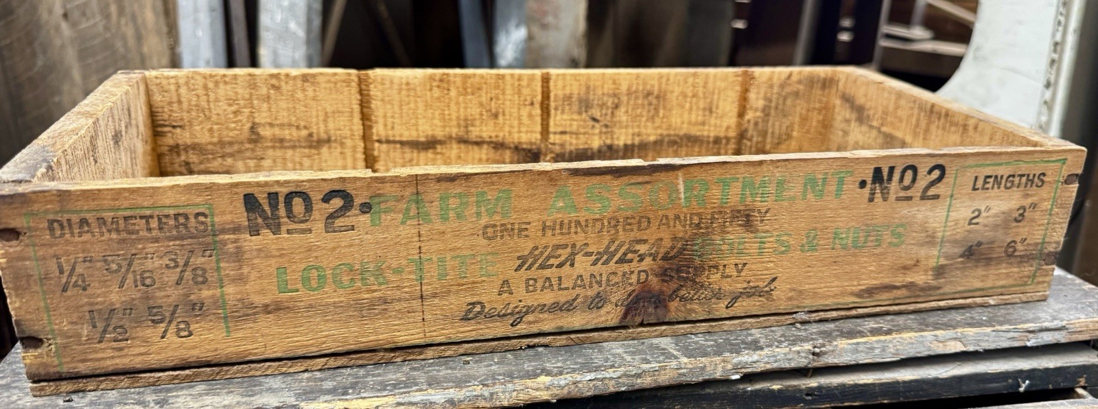 Vintage Lewis Bolt & Nut Company, Farm Assortment Wood Crate Minneapolis Minn